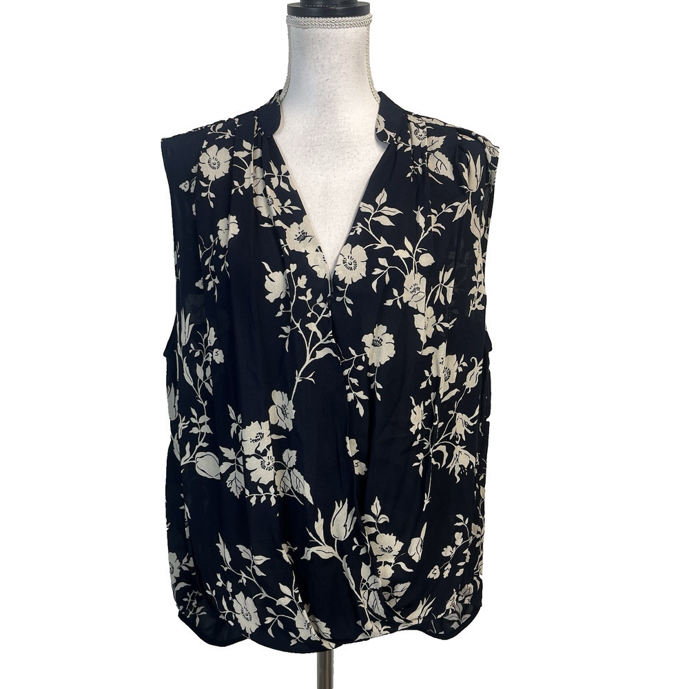 Rag & Bone New York Blouse Top sz XL Black Tan Floral Peasant Boho Style Womens